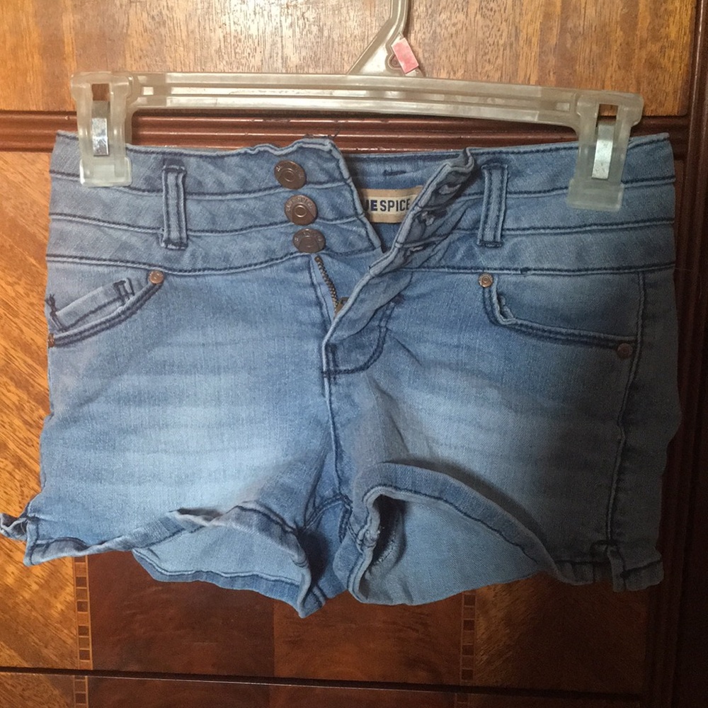 Blue spice blue high waisted shorts